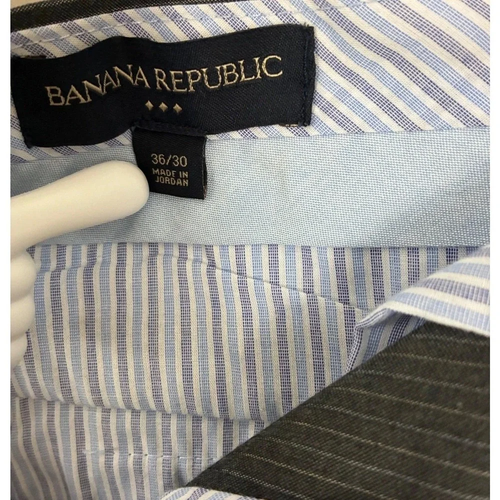Banana Republic Dress Pants Mens 36x30 Grey Pinstripe Excellent Preppy Trousers